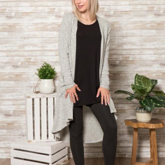 Lovely Souls Sweaters - Heather Grey Hacci Brush Duster Cardigan